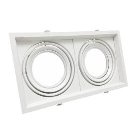 Support de Spot AR111 pour 2 Spots LED Encastrables â€“ Anneau Orientable Blanc