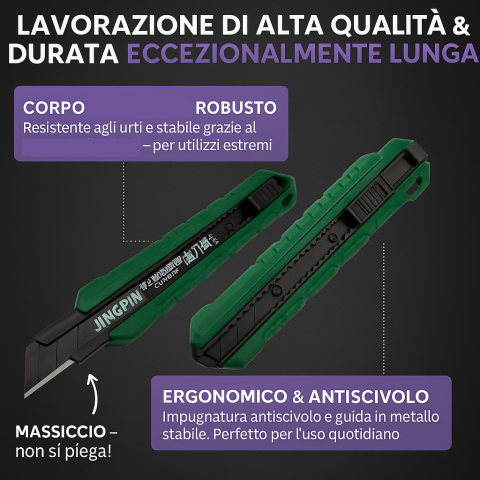 Taglierino Professionale 18mm Cutter Robusto ed Ergonomico per Fai-da-te