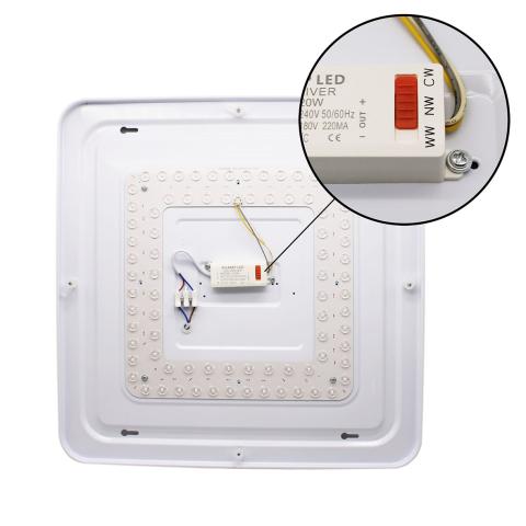 Plafoniera LED a Soffitto 80W Quadrato Bordo Grigio Switch 3000k-4200k-6400k