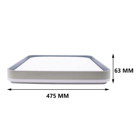 Plafoniera LED a Soffitto 80W Quadrato Bordo Grigio Switch 3000k-4200k-6400k