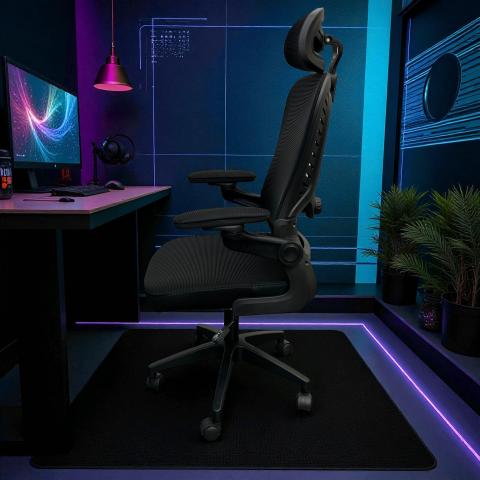 Sedia Ergonomica da Ufficio Scrivania con Altezza Regolabile Braccioli Nero