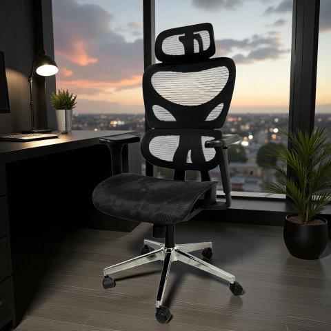 Sedia Ergonomica da Ufficio Scrivania con Altezza Regolabile Nero SEDIAV3-2