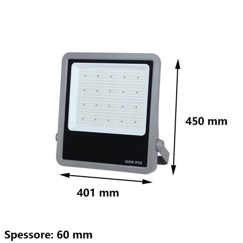 Faro proiettore a LED 220V 300W IP65 da esterno con staffa Alta Efficienza
