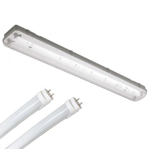 Plafoniera a tenuta stagna ip65 120cm 220v incluso di 2 tubi t8 36w