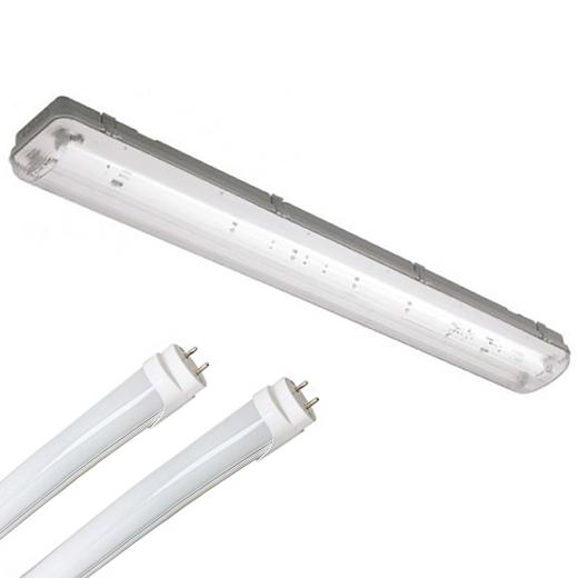 Plafoniera a tenuta stagna ip65 120cm 220v incluso di 2 tubi t8 36w