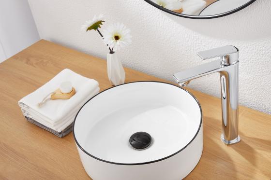Grifo mezclador cromado para lavabo de baÃ±o completo con accesorios X001-5