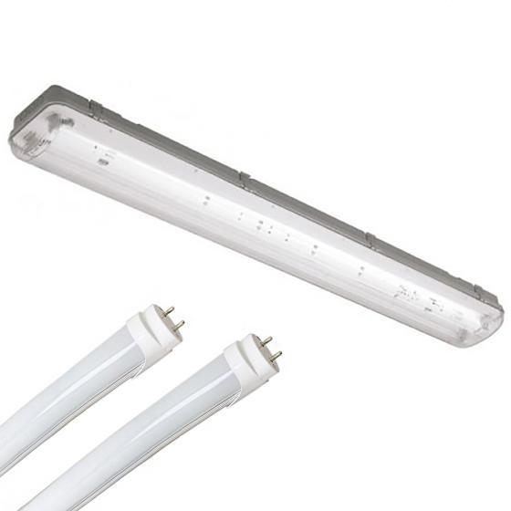 Plafoniera a tenuta stagna ip65 120cm 220v incluso di 2 tubi t8 36w