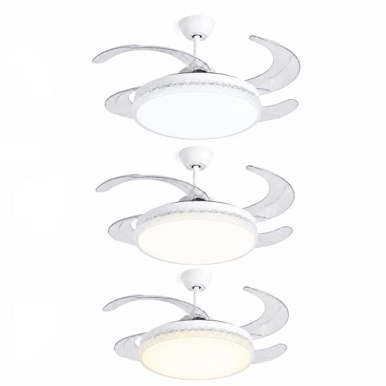 VENTILATORE DA SOFFITTO LED INTEGRATO EFFETTO STELLATO 80W CON TELECOMANDO