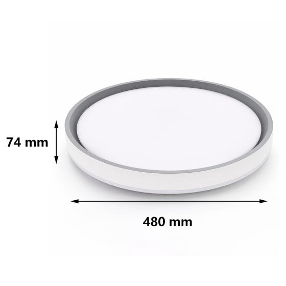 Plafoniera LED a Soffitto 80W Rotonda Bordo Grigio Switch 3000k-4200k-6400k